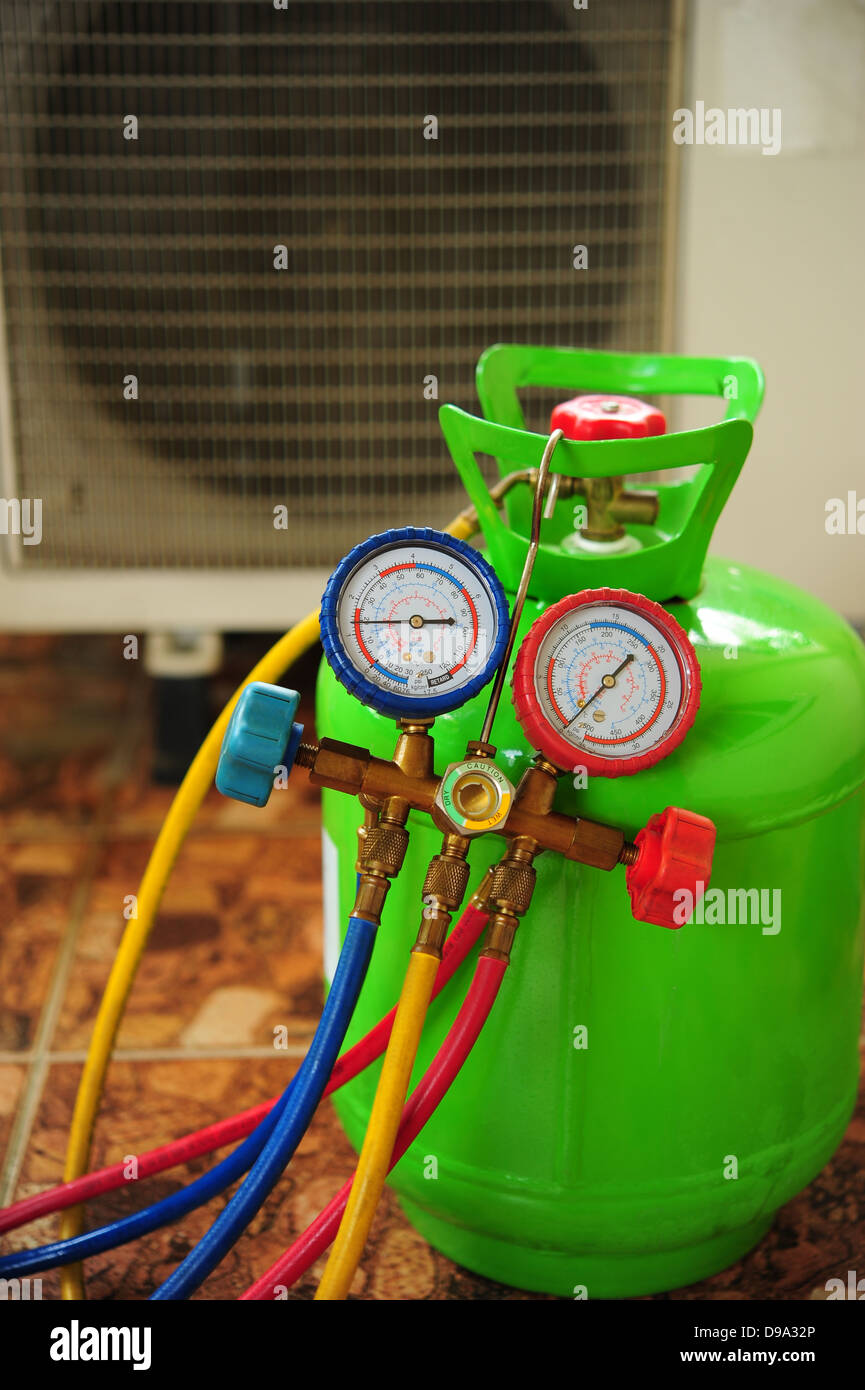 Air Conditioner Repair Stock Photo