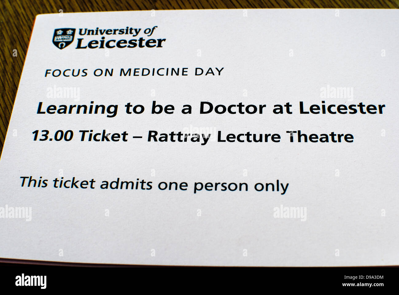 Leicester University medical invitation Stock Photo Alamy
