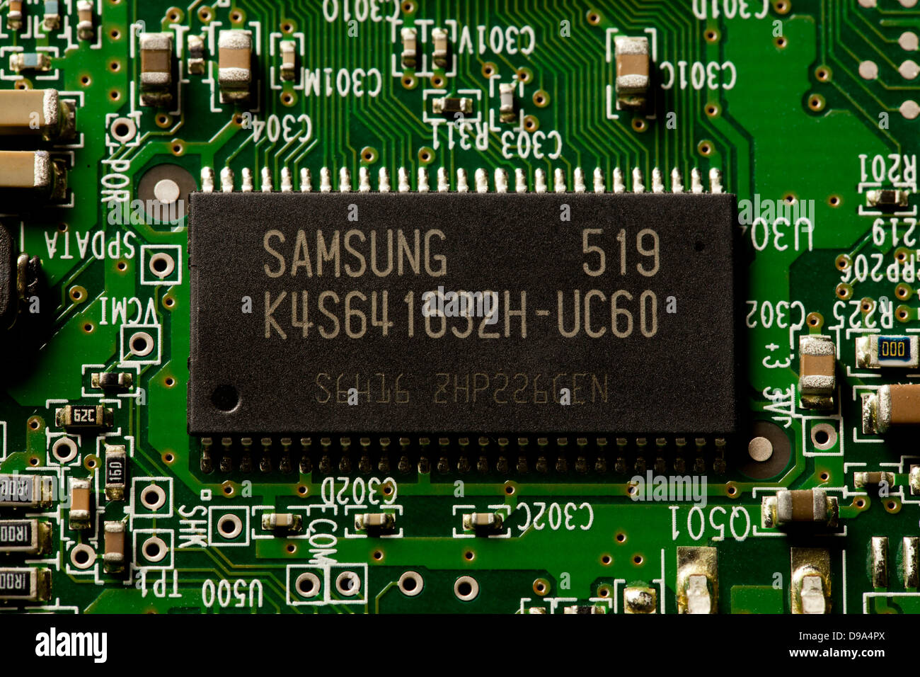Samsung SDRAM chip on circuit board Stock Photo
