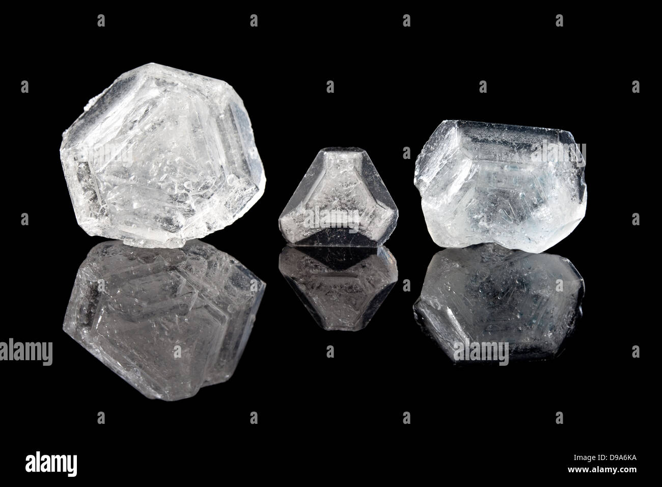 Home grown alum crystals, a science project and the easiest to grown minerals Stock Photo