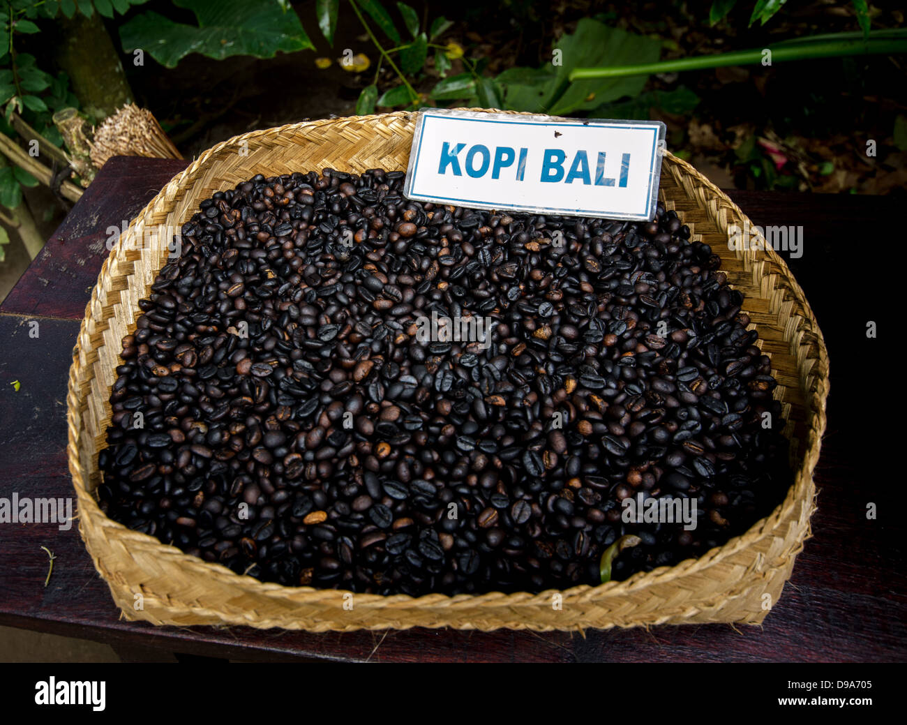 a closeup of a basket full of balinese coffee Stock Photo