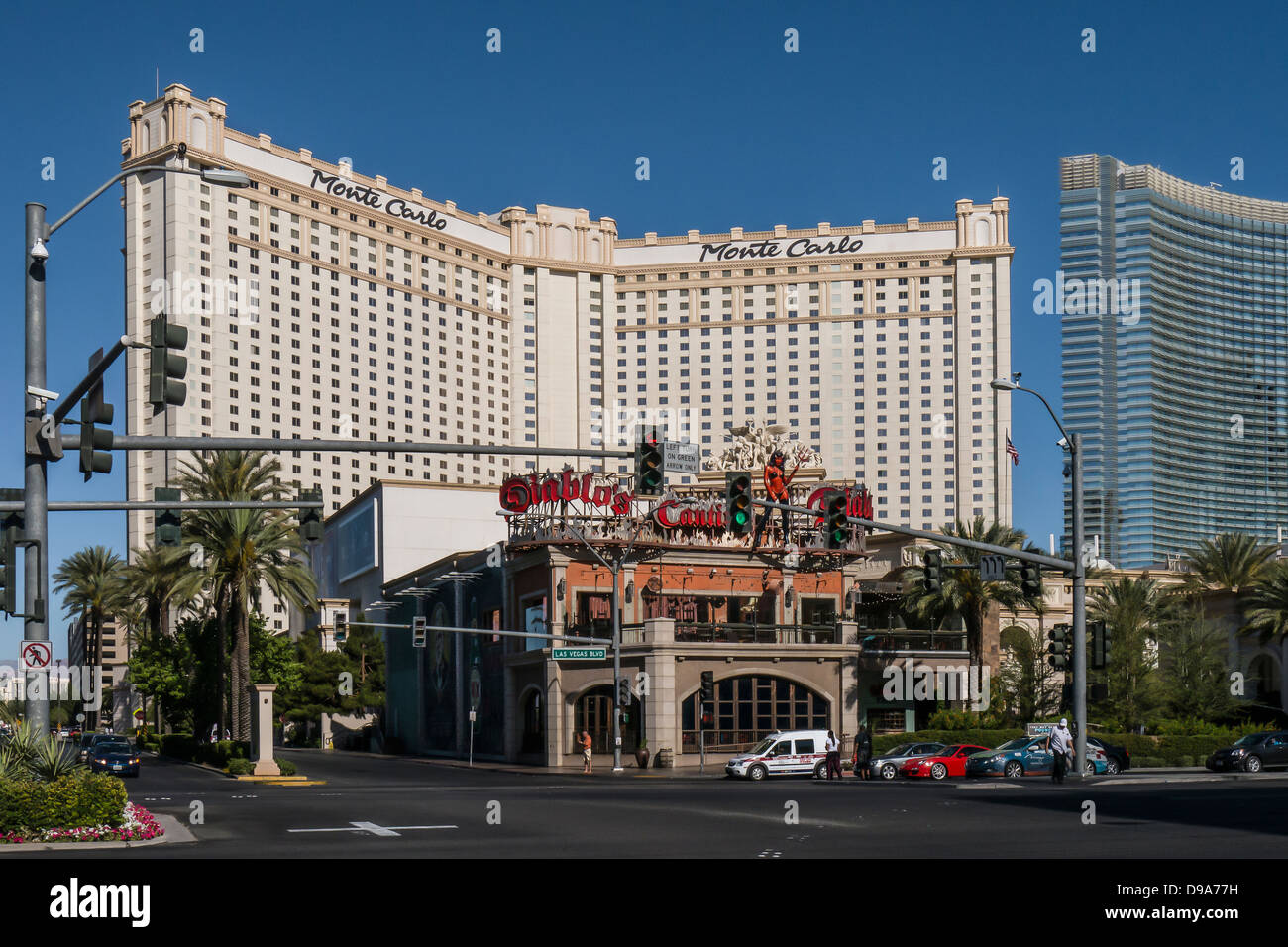 Front view of the Monte Carlo Casino Resort Hotel on Las Vegas Boulevard Stock Photo
