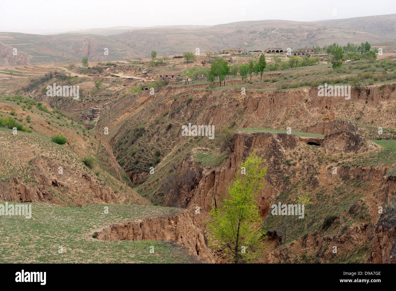 Deep gullies in Qingshuihe, a county along the border between Loess Plateau and Inner Mongolia Plateau in China.11-May-2011 Stock Photo