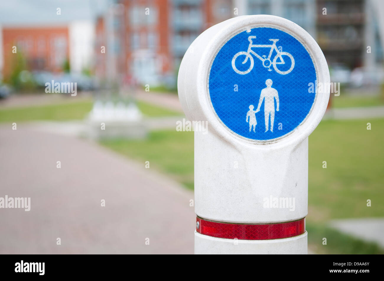 Bicycle and pedestrian lane in Ipswich, Suffolk, UK. Stock Photo