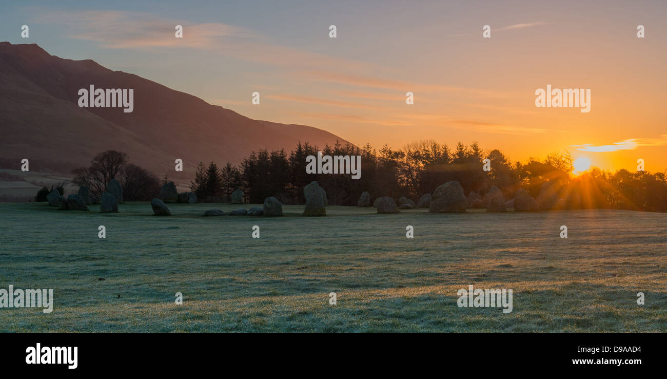 Castlerigg Stone Circle Sunrise, Cumbria, UK Stock Photo