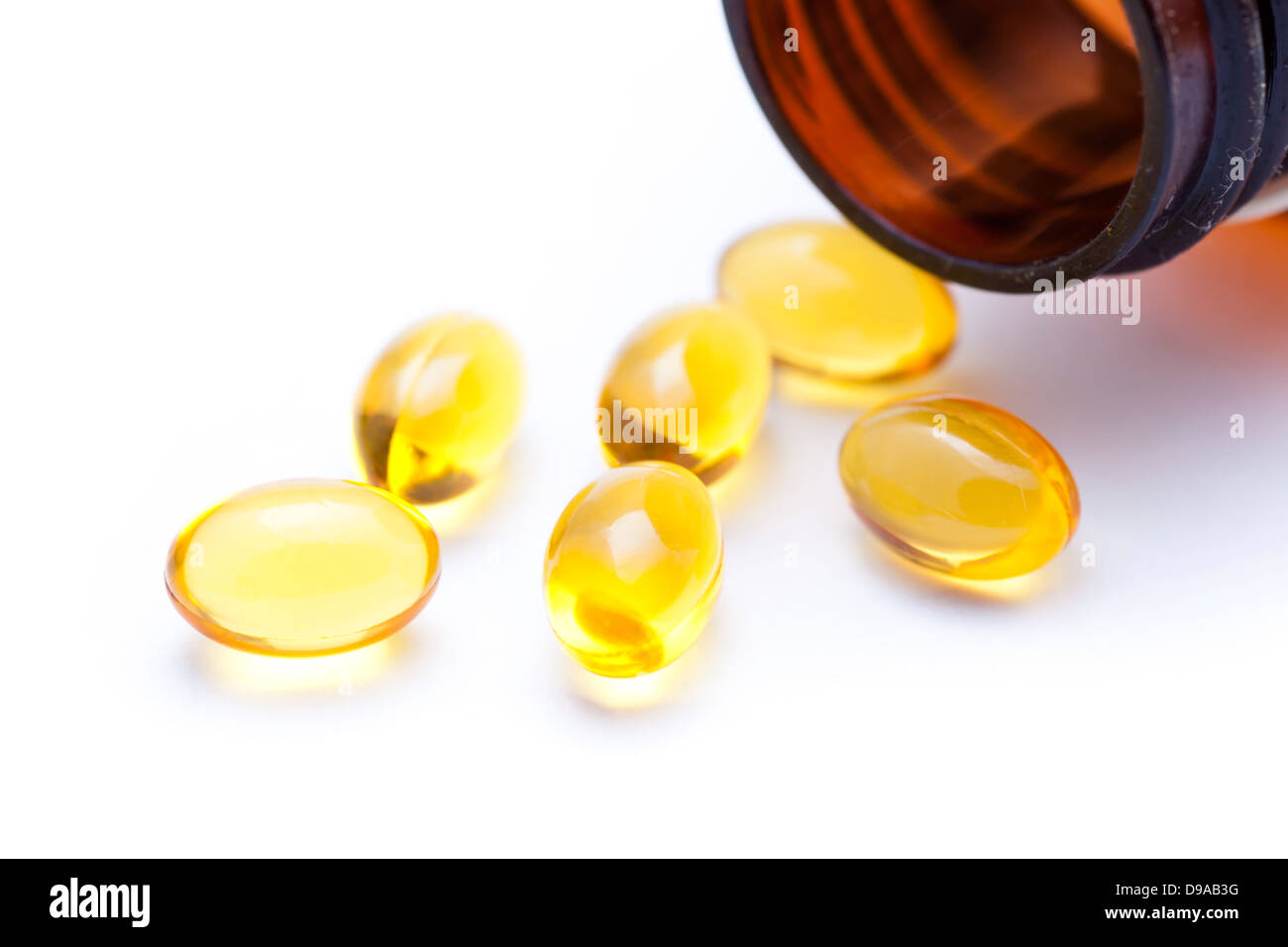Fish oil nutritional supplement capsules Stock Photo