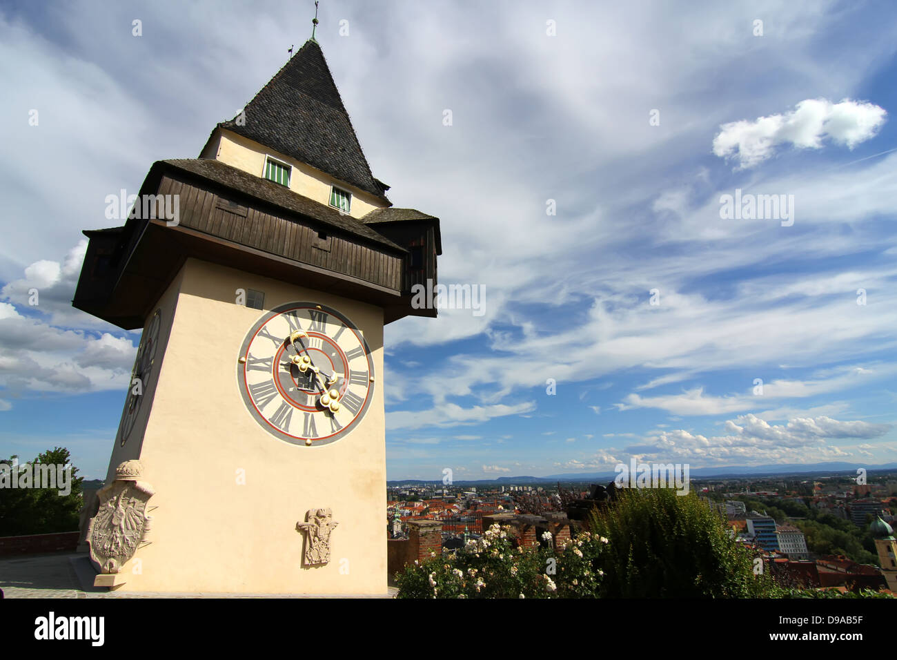 The famous Uhrturm (clock tower) in Graz (Grace), Austria, Styria
