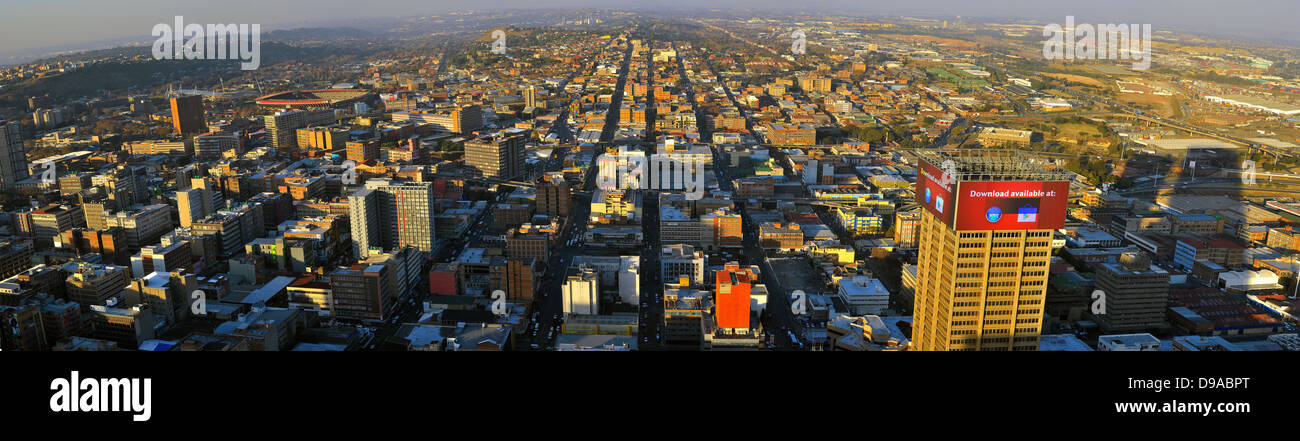 A panoramic view of Johannesburg taken from the top of the Carlton Centre the tallest building in Africa. Stock Photo