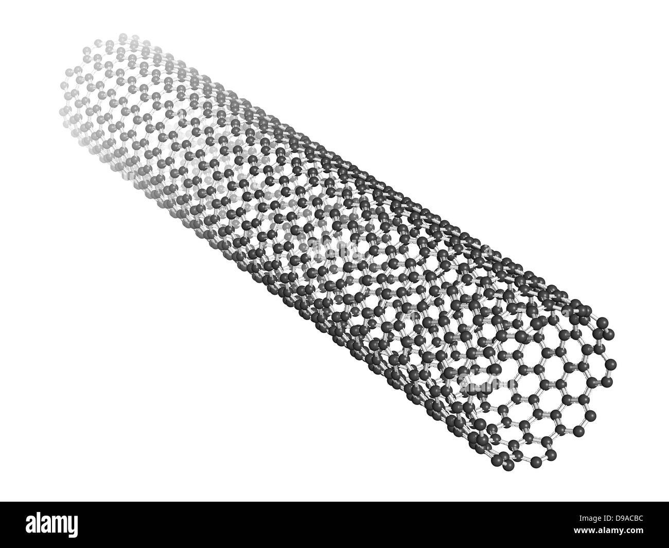 Carbon nanotube, molecular model. Carbon nanotubes are promising