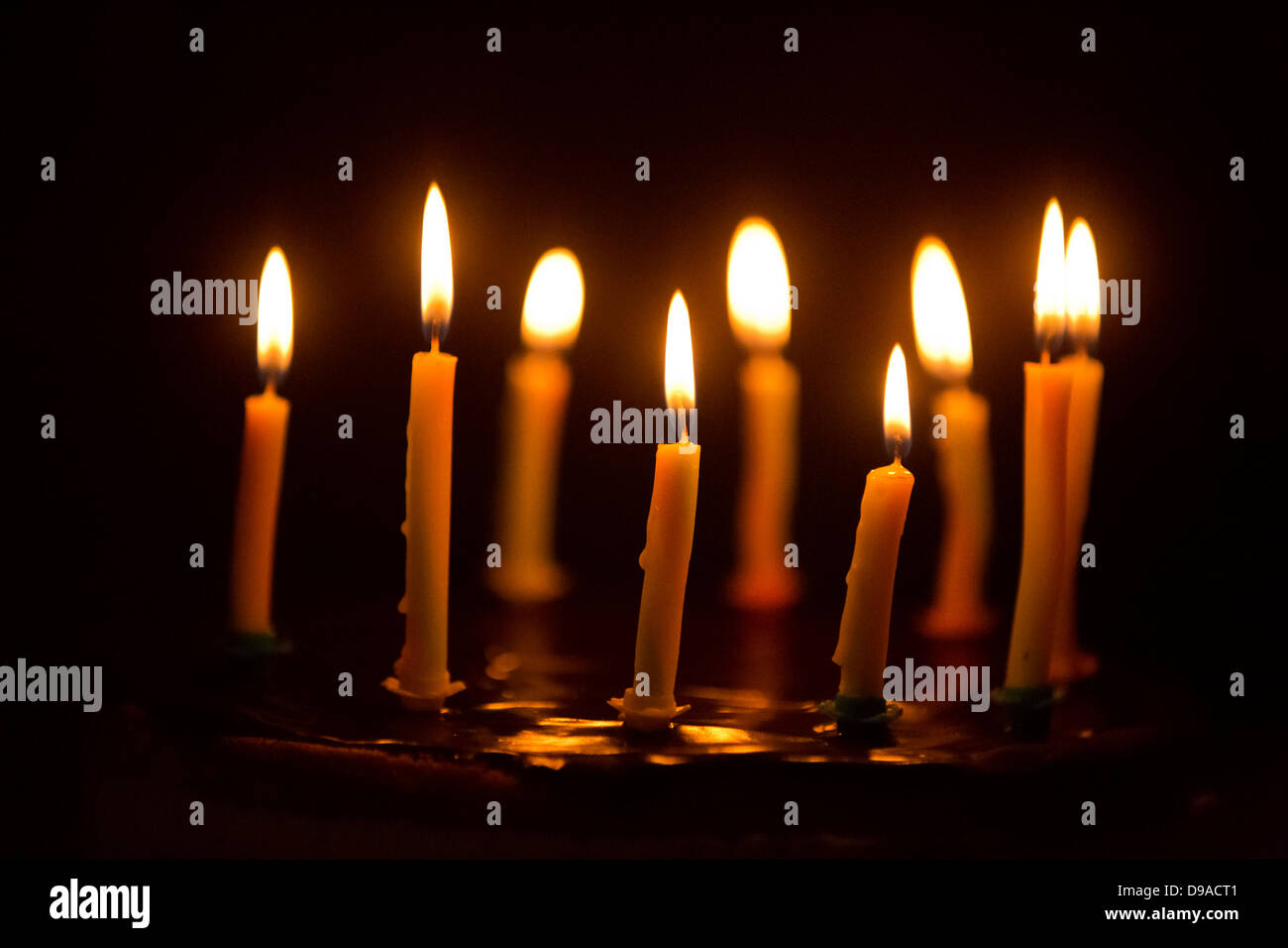 Birthday cake with candles lit hi-res stock photography and images - Alamy