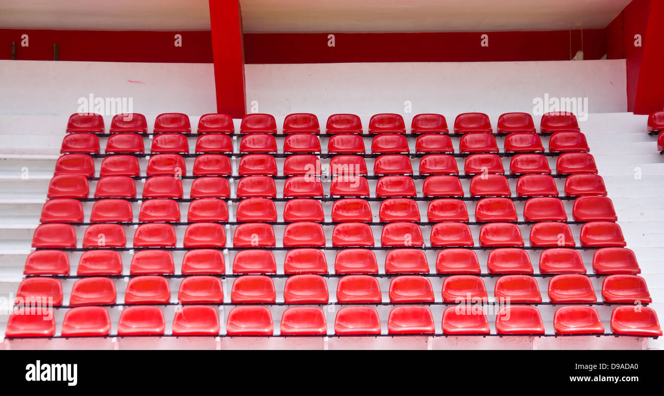 empty chair in soccer stadium Stock Photo