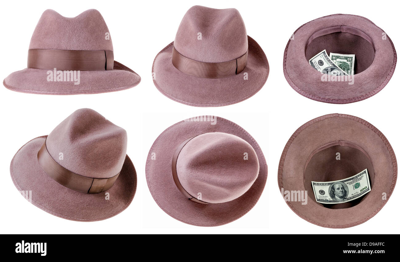 brown men felt hat fedora isolated on white background Stock Photo - Alamy
