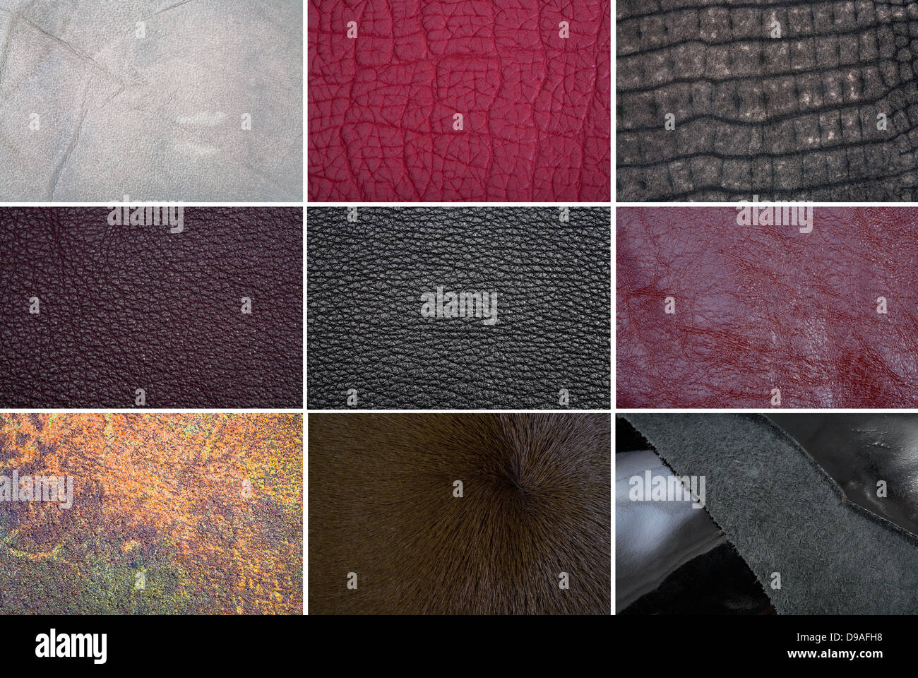 background from different leather textures Stock Photo