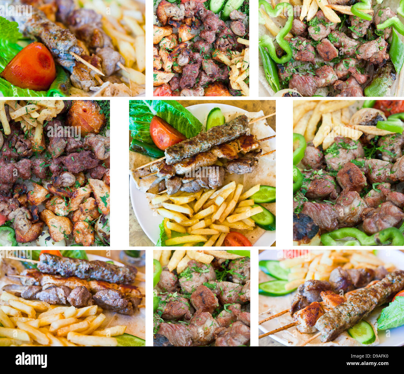plate with arabic lamb kebab in Jordanian street restaurant Stock Photo