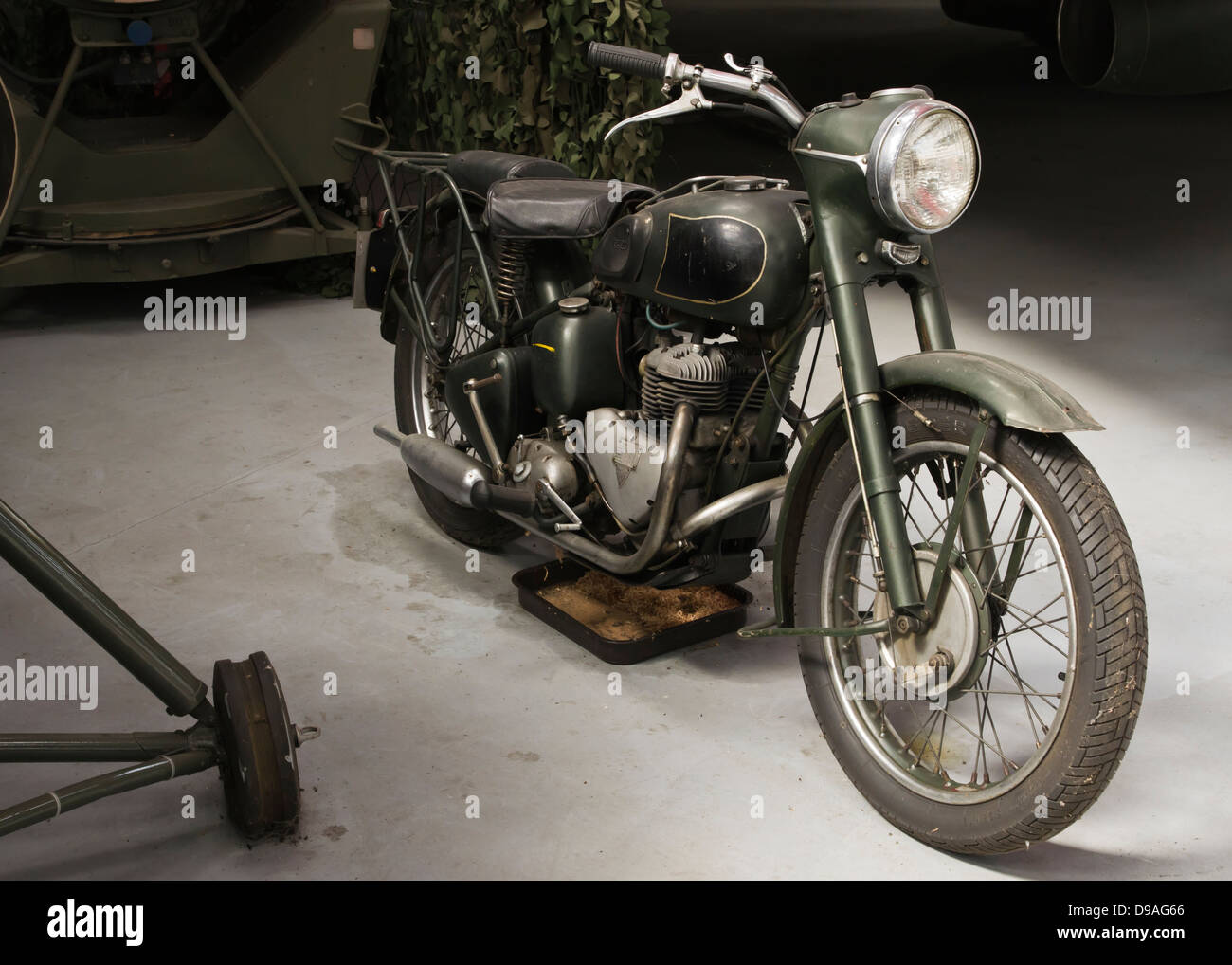 Triumph 500cc SV Twin motorbike as used by the RAF on display at Newark Air  Museum, Notts Stock Photo - Alamy