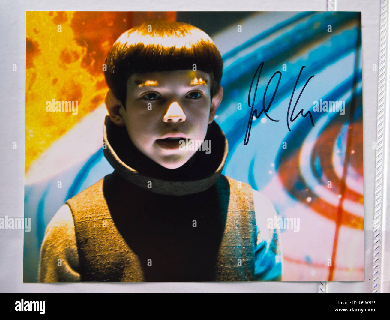 Garden City, New York. 15th June 2013. A 'Star Trek' 2009 film still,  autographed by child actor Jacob Kogan who portrayed Young Spock, is one of  many collectibles for sale at Eternal