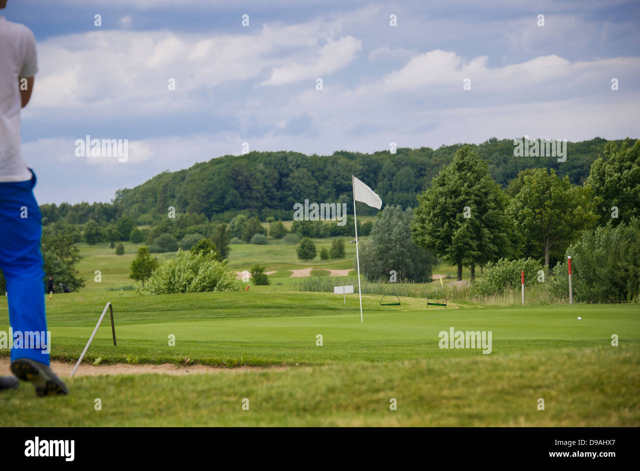 golfer played ball onto the green Stock Photo