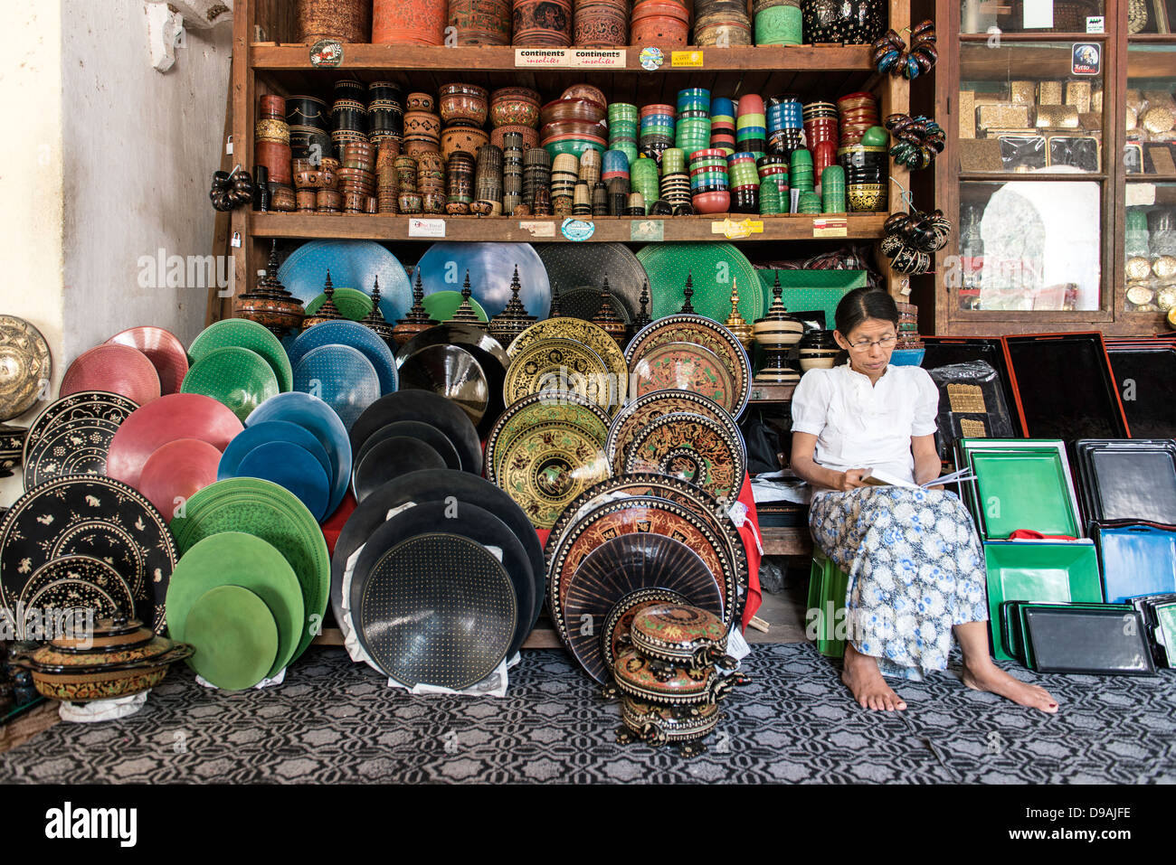 Handicraft street seller Bagan Myanmar Burma South East Asia Stock Photo