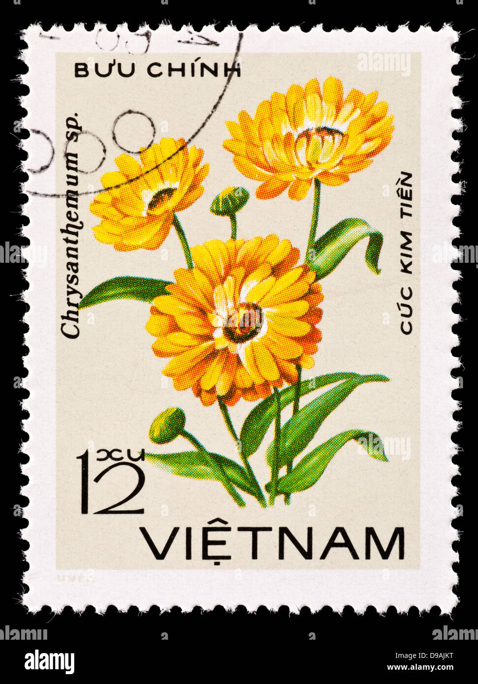Postage stamp from Vietnam depicting a chrysanthemum Stock Photo - Alamy