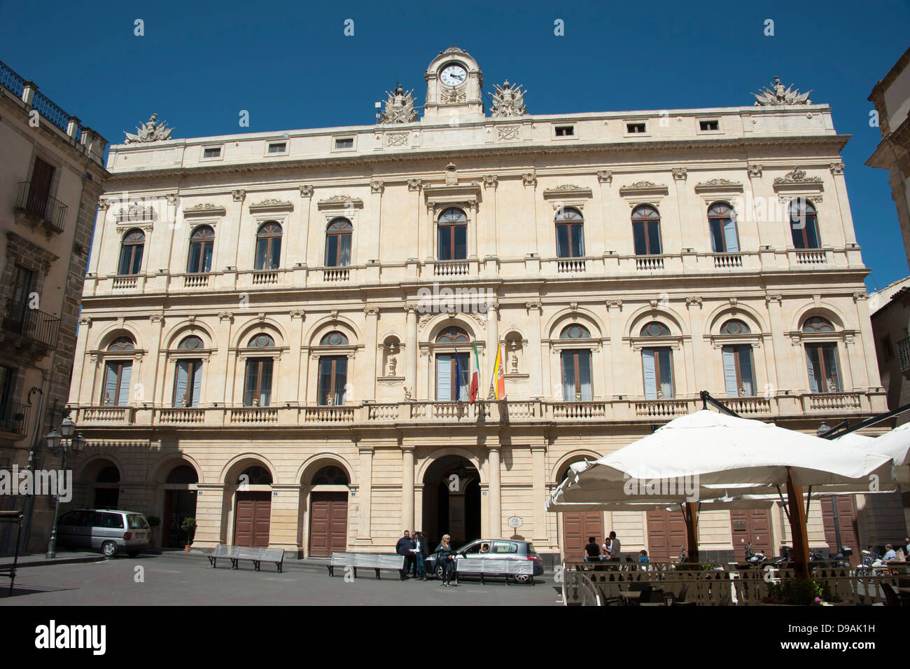 Palace, Palazzo dell Aquila, Place of Justiz, Caltagirone, Province Catania, Sicily, Italy , Palast, Palazzo dell Aquila, Rathau Stock Photo