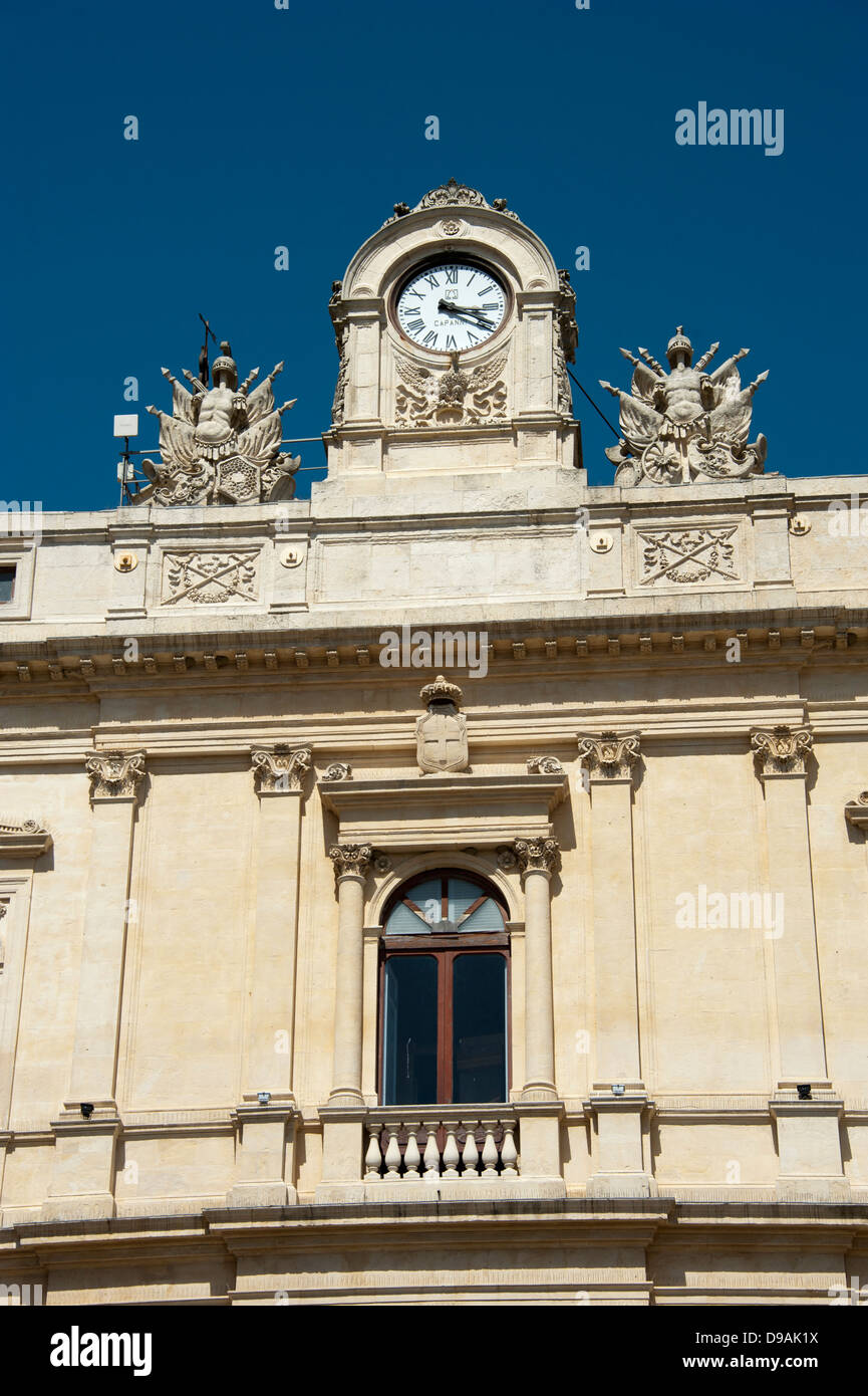Palace, Palazzo dell Aquila, Place of Justiz, Caltagirone, Province Catania, Sicily, Italy , Palast, Palazzo dell Aquila, Rathau Stock Photo