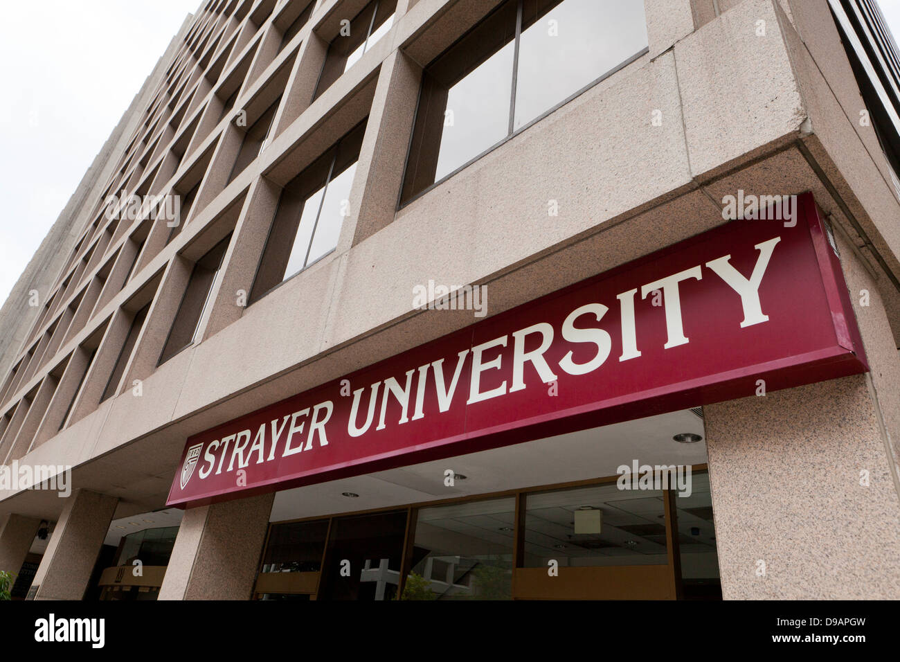 Strayer University building sign, Washington DC Stock Photo