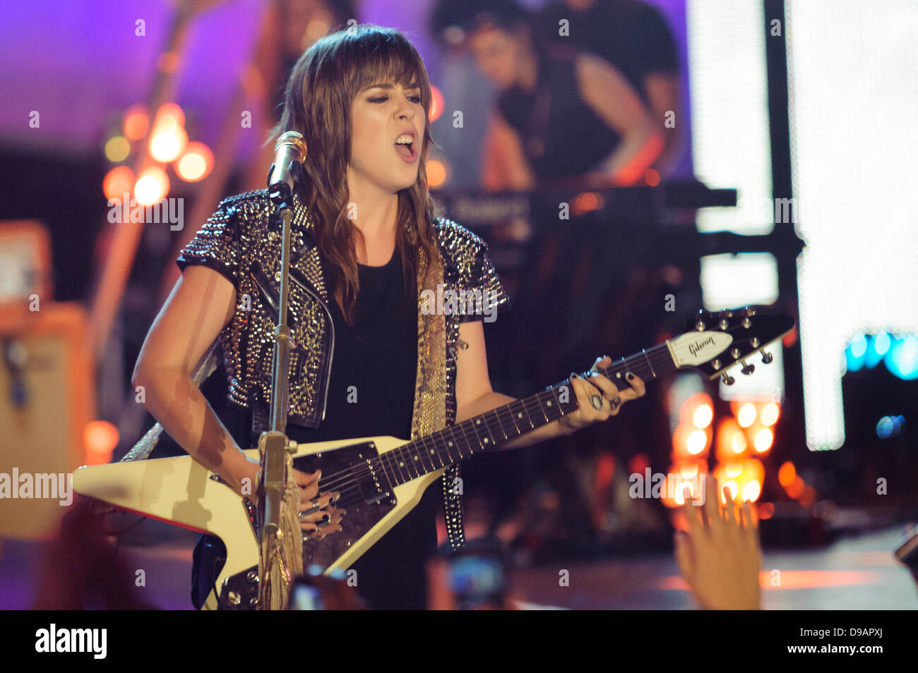 Toronto, Canada. 16th June, 2013. Serena Ryder performs at the 2013 MMVA in Toronto Canada. The MuchMusic Video Awards took over the trendy Queen West village in Toronto for an award show featuring PSY and other super stars including Avril Lavigne, Demi Lovato, Serena Ryder, Ed Sheeran, Marianas Trench, Classified, and Armin Van Buuren with Trevor Guthrie. Credit:  Victor Biro/Alamy Live News Stock Photo
