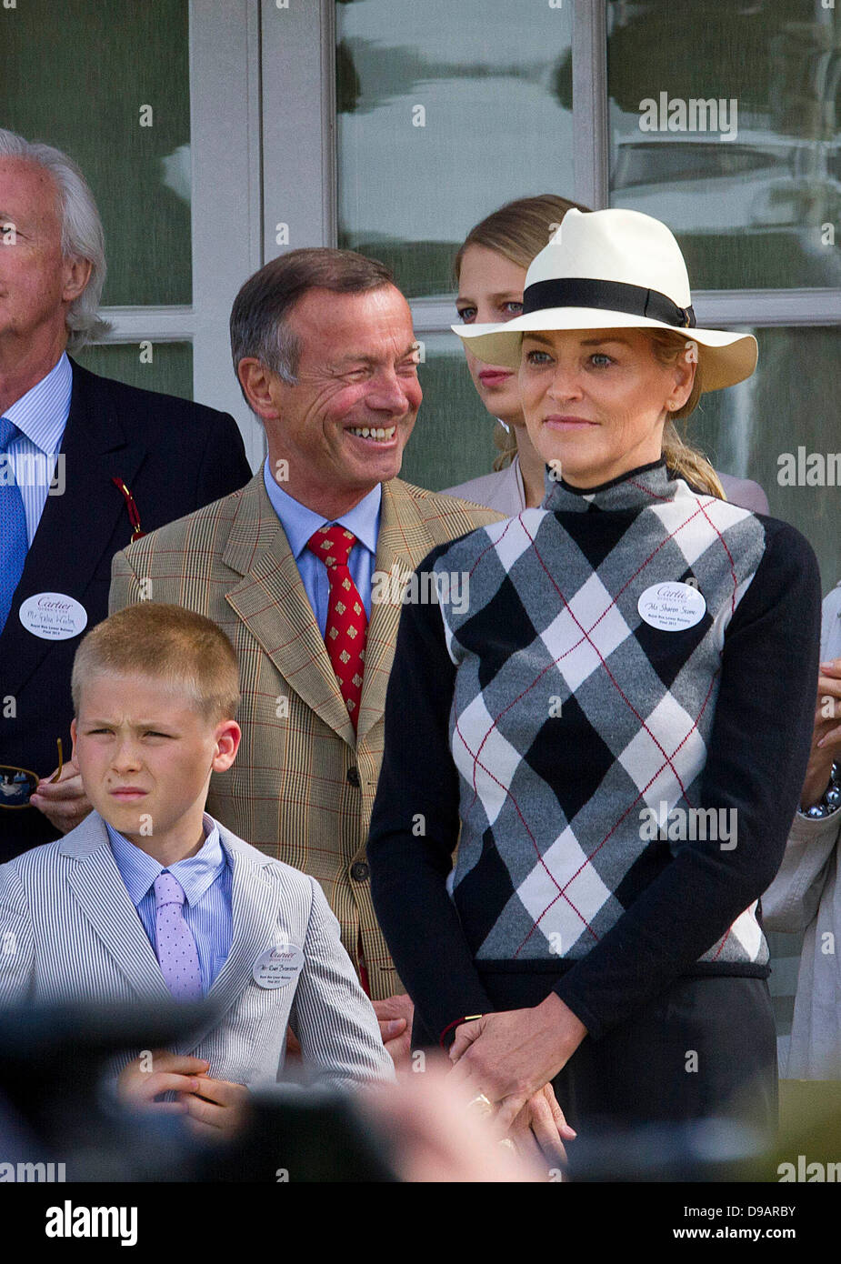 Egham, UK. 16th June, 2013. US actress Sharon Stone attends the Cartier Queen's Cup Final at Guards Polo Club in Egham, 16 June 2013. Photo: Albert Nieboerdpa/Alamy Live News Stock Photo