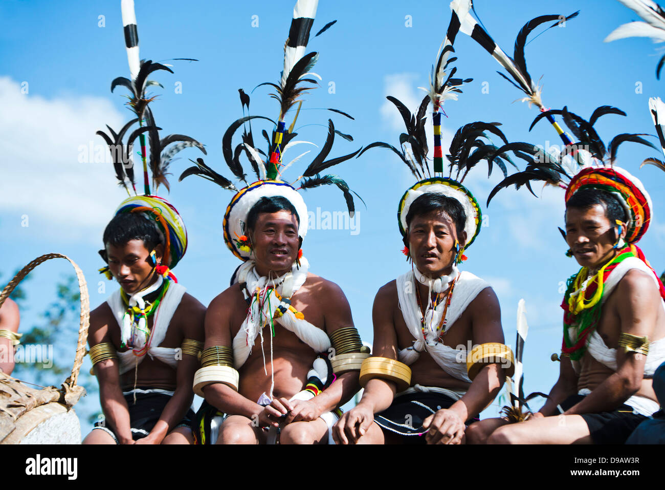 Naga tribal men in traditional outfit, Hornbill Festival, Kohima ...