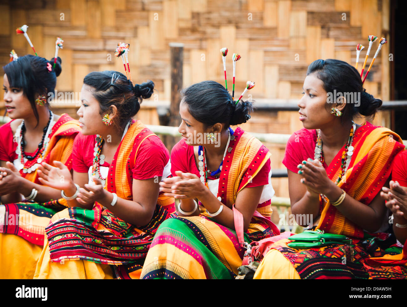 Naga tribal women in traditional outfit, Hornbill Festival, Kohima, Nagaland, India Stock Photo