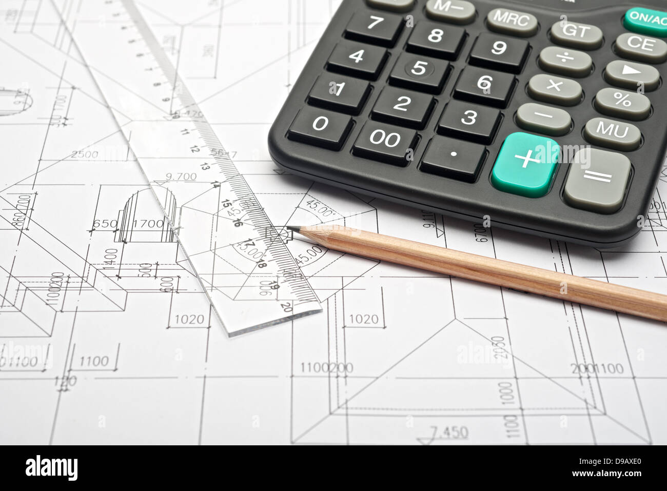 Engineers Calculator and Drafting tools Stock Photo Alamy