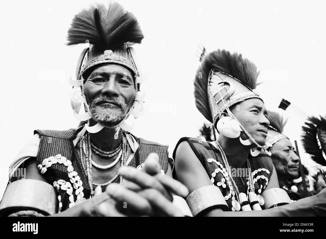 Naga tribal men in traditional outfit, Hornbill Festival, Kohima ...