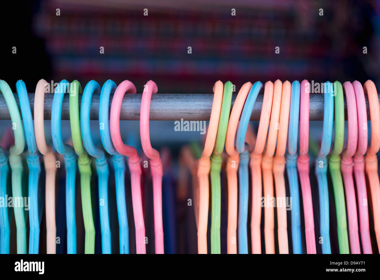 Bhutan, Plastic hangers, close up Stock Photo