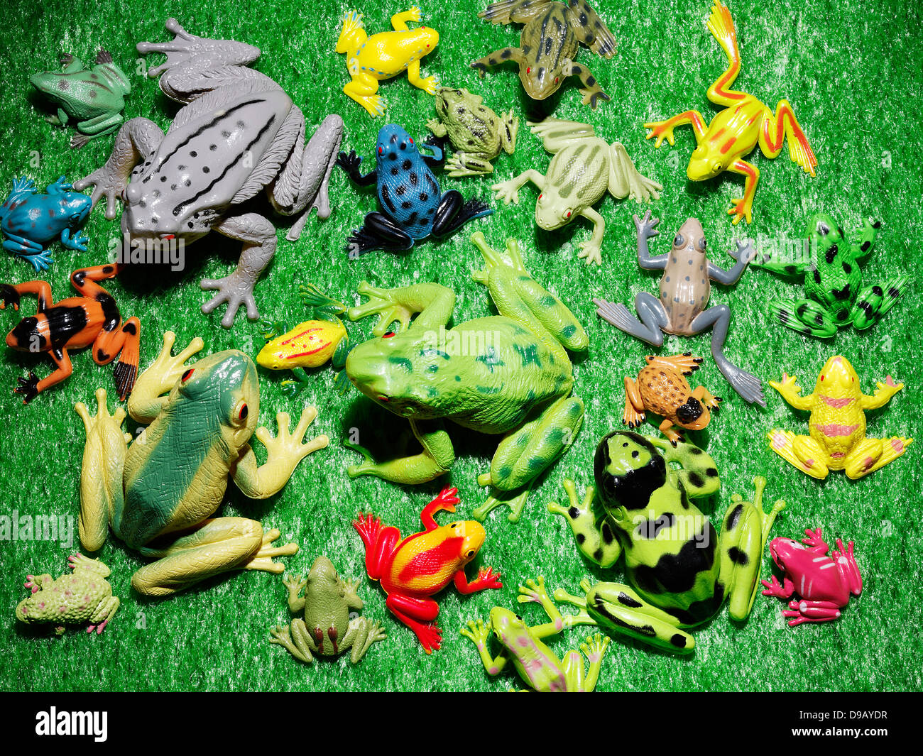 Various rubber frog toys, close up Stock Photo - Alamy