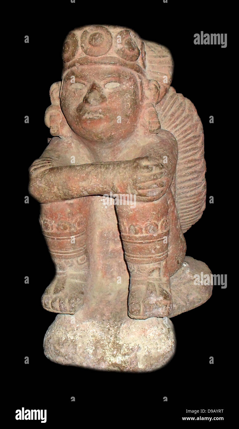 Tonatiuh The Sun God. Aztec (left), with the Water Goddess, Chalchiuhtlicue volcanic stone carved, circa 1350-1521 Mexico Stock Photo