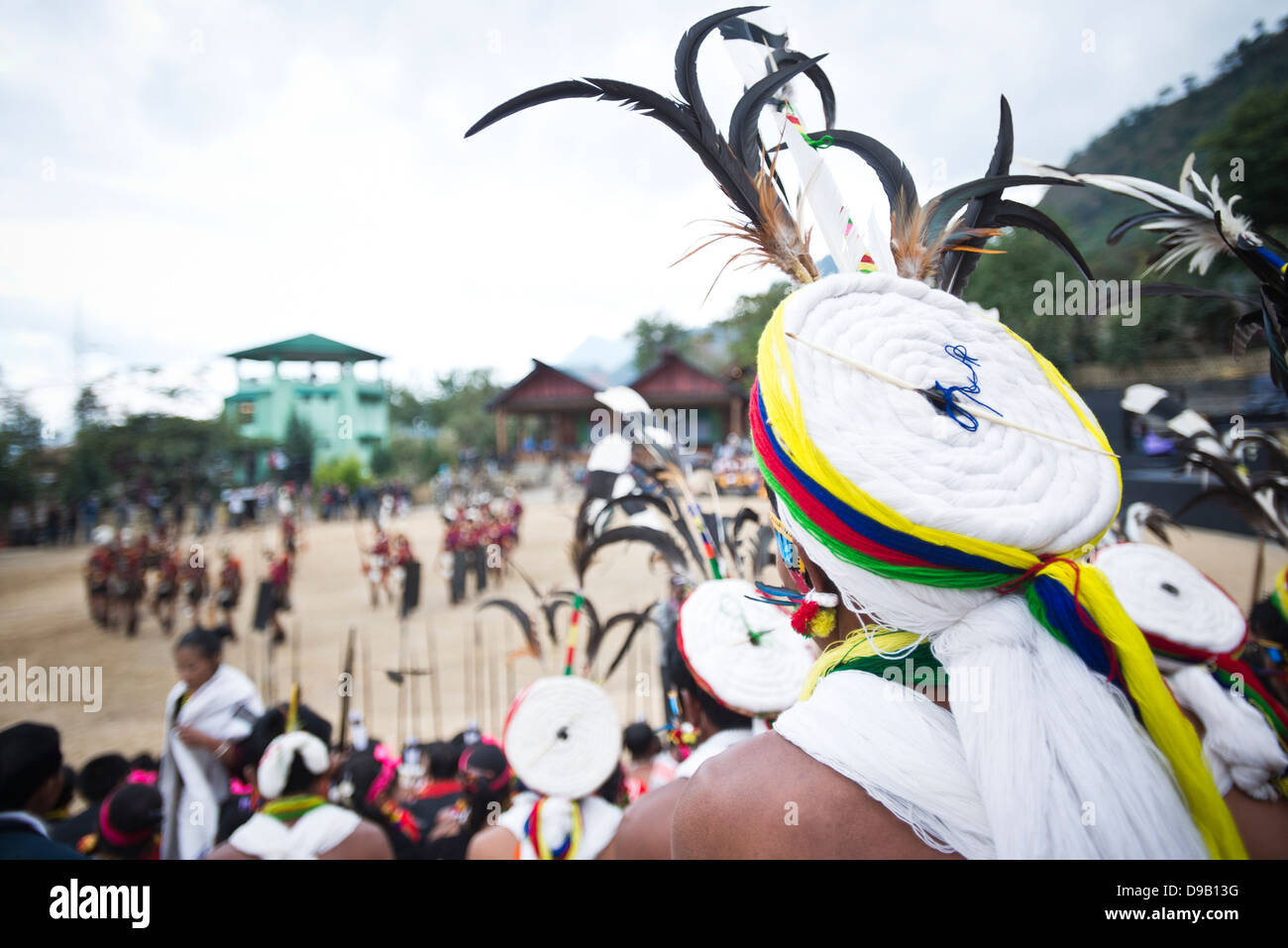 Naga Tribesman, Tribes People, in traditional outfit during Hornbill Festival, Kohima, Nagaland, India Stock Photo