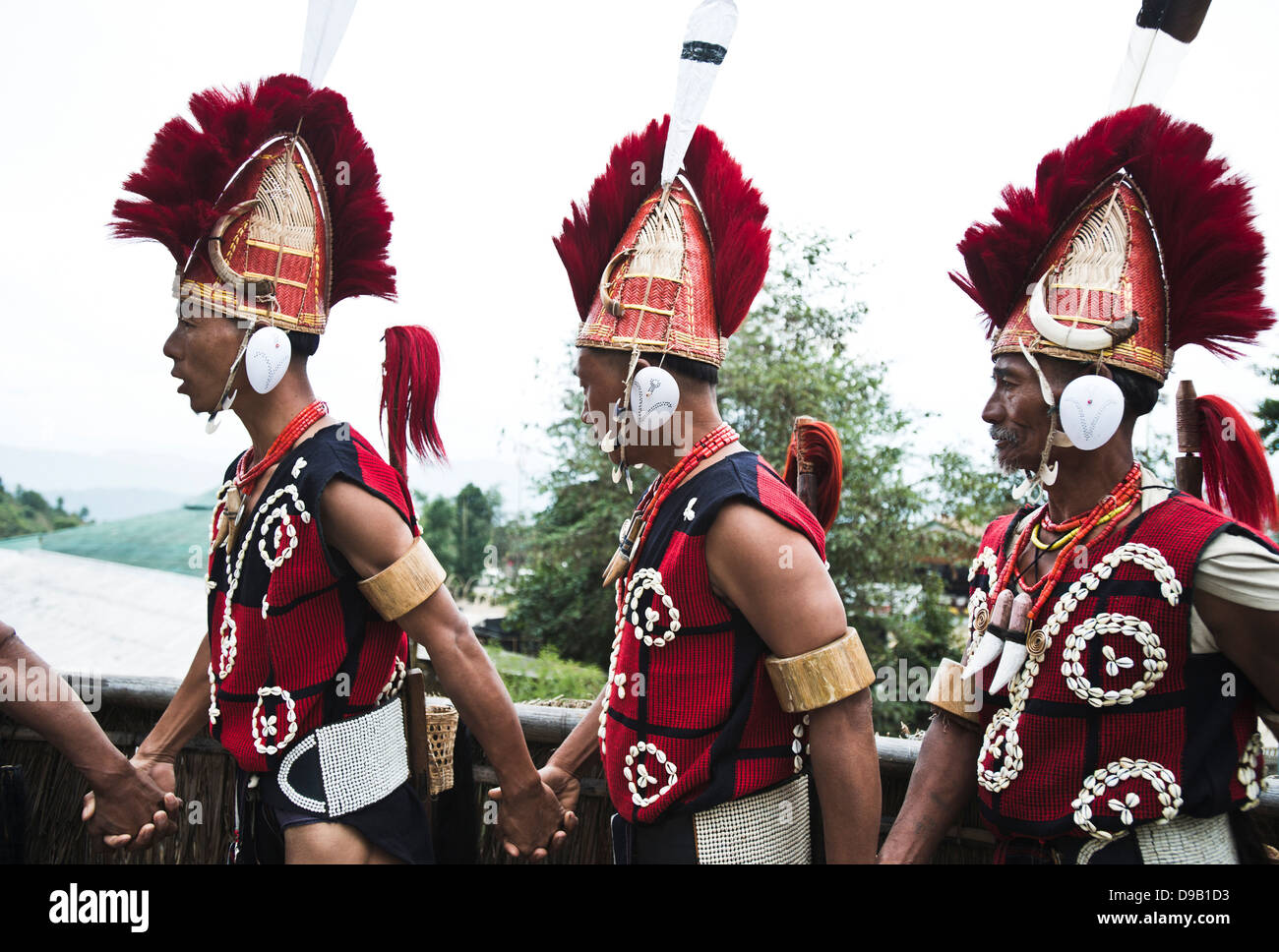 Naga tribal warriors in traditional outfit, Hornbill Festival, Kohima ...