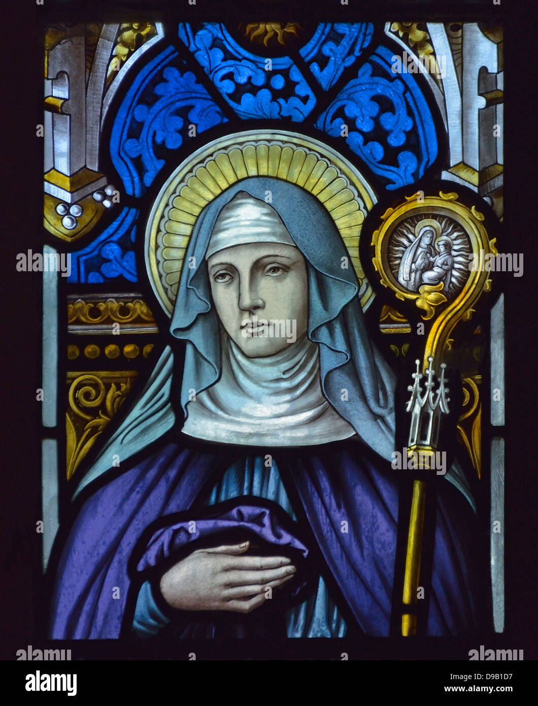 Saint Bridget, detail of East window. Church of Saint Bride. Kirkbride ...
