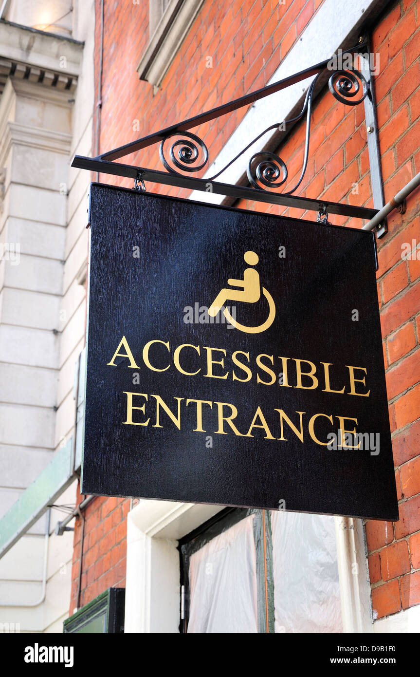 London, England, UK. Aldwich Theatre - Disabled accessible entrance Stock Photo