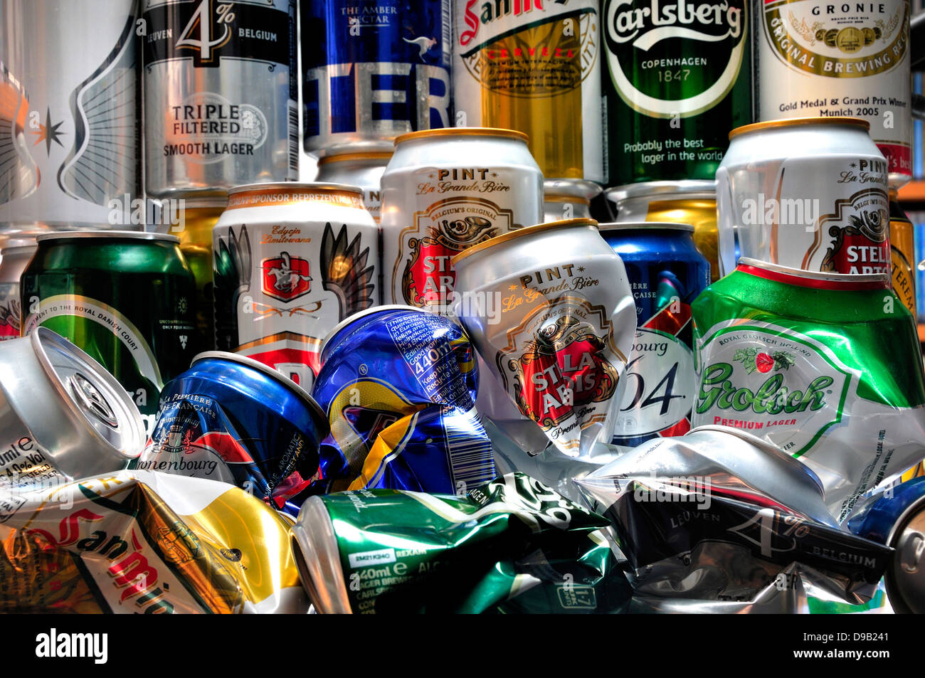 Empty beer cans Stock Photo - Alamy