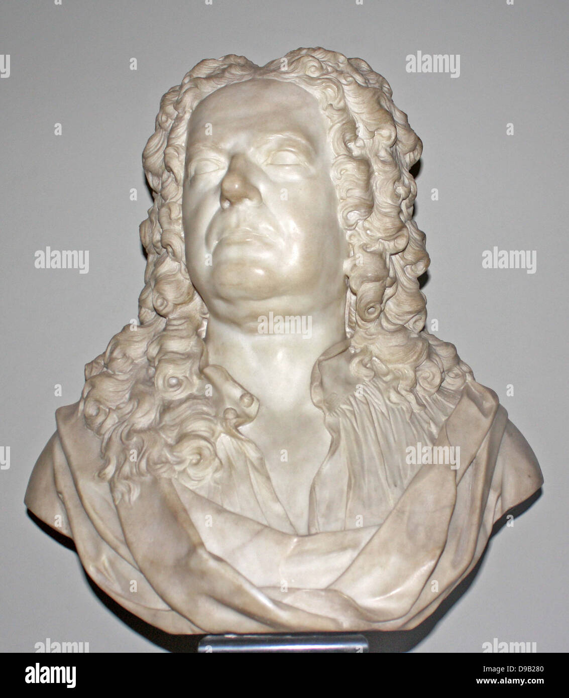 Marble bust of James Gibbs, 1726. Gibbs  (1682-1754) was one of the most influential architects of the first half of the 18th century with the church of St. Martin-in-the-fields (London) being  one of his best-known works.  His Book of Architects published in 1728 became a standard textbook, spreading his personal version of the Palladian Style as far as India and N. America. Stock Photo