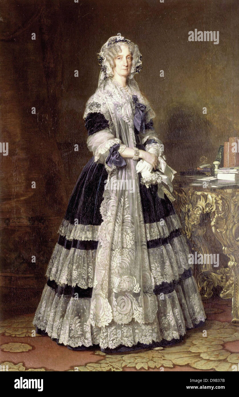 François Xavier Winterhalter Portrait of Marie-Amélie of Bourbon queen of France 1842 Versailles Museum Stock Photo
