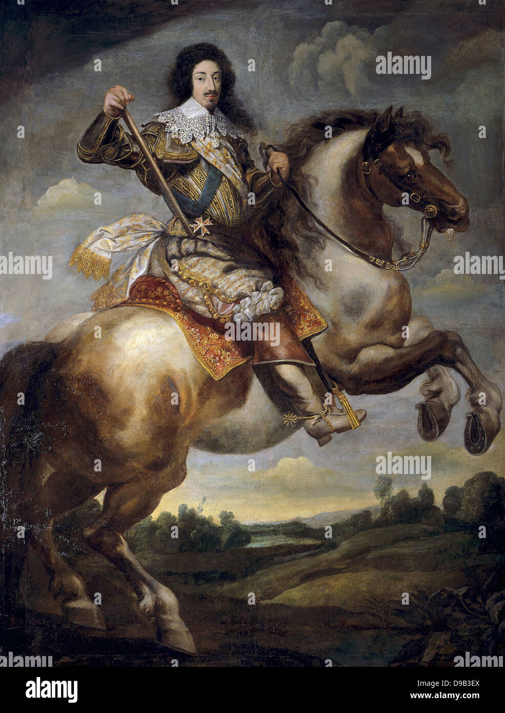 Claude Deruet Riding portrait of Louis XIII king of France Versailles Museum Stock Photo