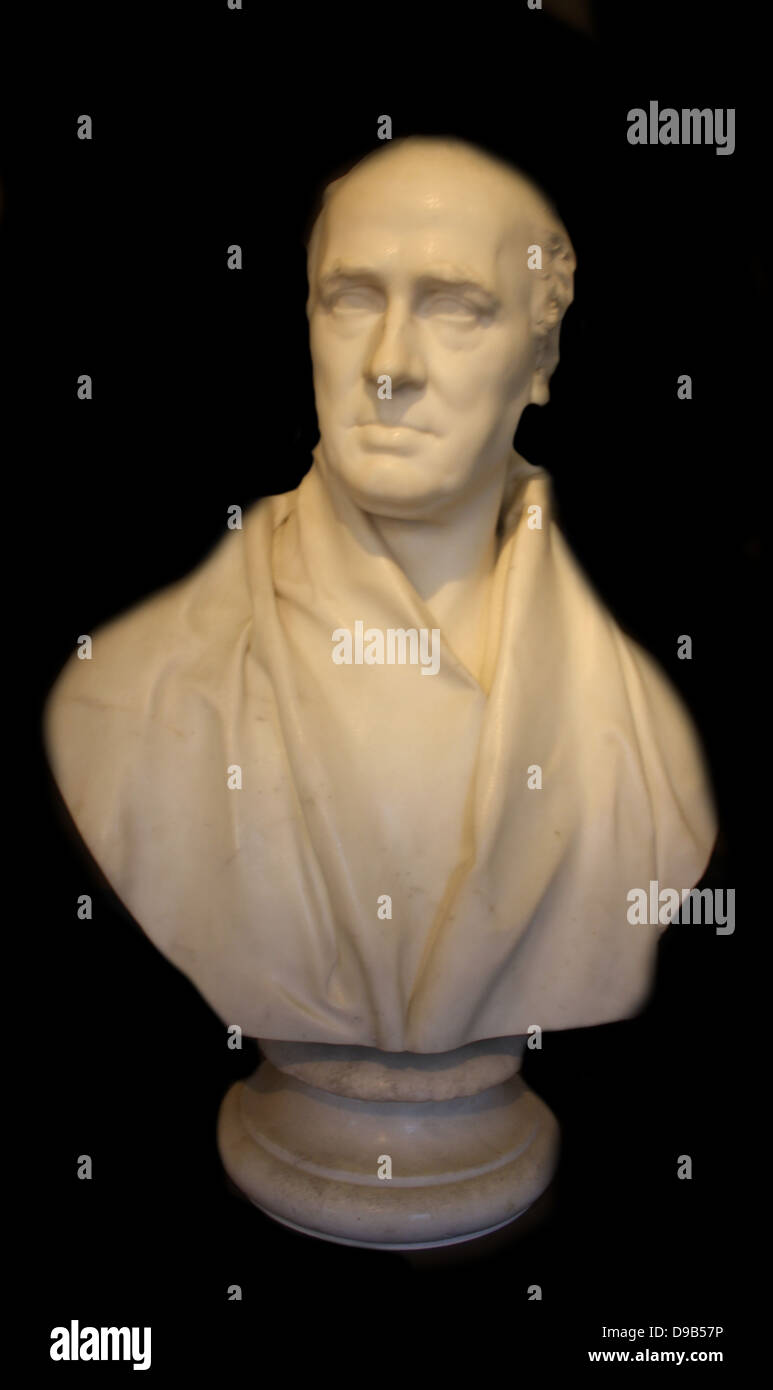 Sir Francis Chantrey (1781-1841) Bust of William Stuart, Archbishop of Armagh, signed and dated 1828.  William Stuart died in 1822 and two years later his son commissioned this classically influenced bust.  It is a good example of Chantrey's skill in carv Stock Photo