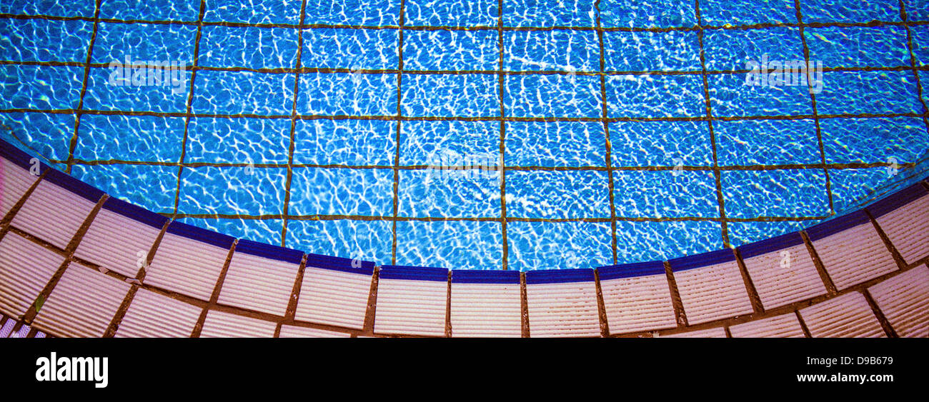 Abstract panoramic shot of a curved swimming pool Stock Photo