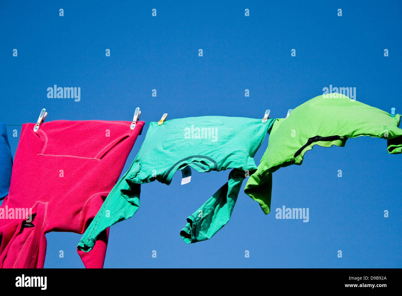 washing drying on a line Stock Photo Alamy