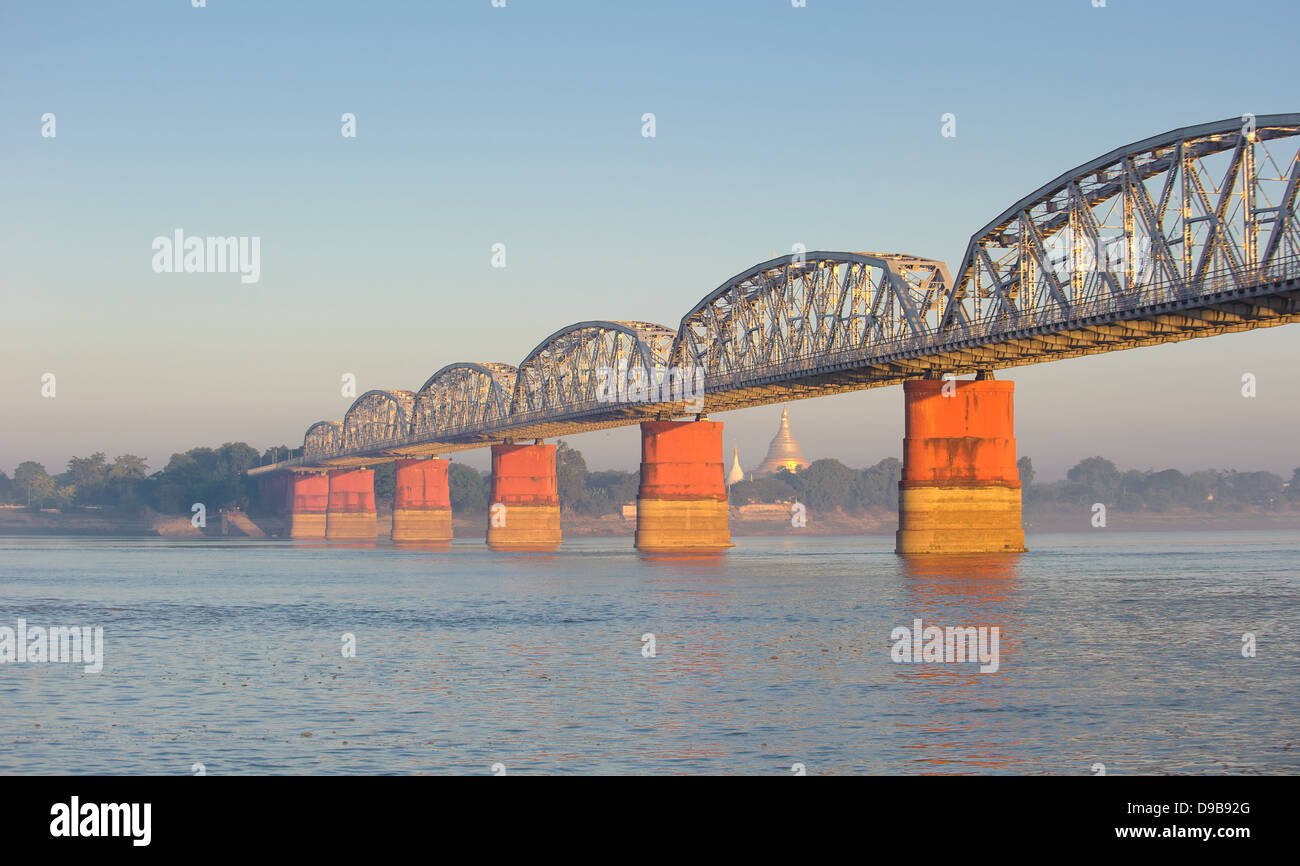 Ava Bridge, Mandalay, Myanmar Stock Photo