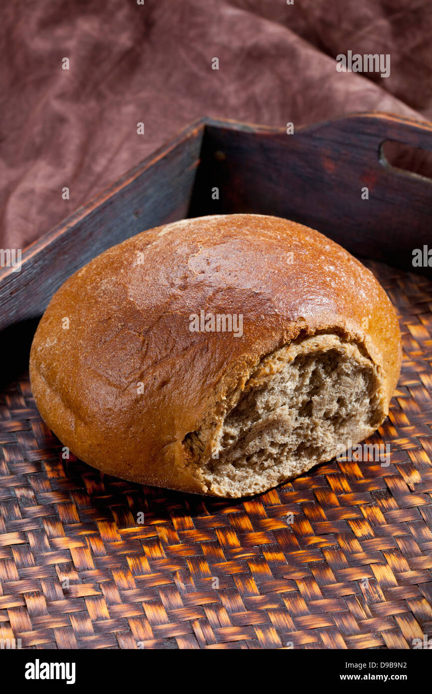 Rustic rye mix bread in tray, close up Stock Photo Alamy