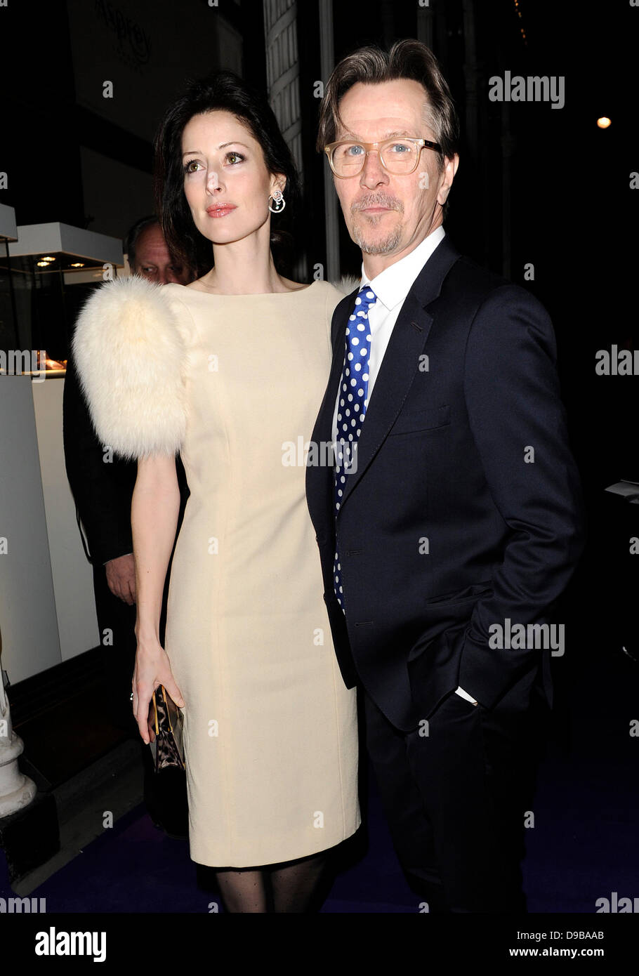 Gary Oldman And Alexandra Edenborough Arriving At Baftas Nominees Party Held At Asprey New Bond Street London England 11 02 12 Stock Photo Alamy