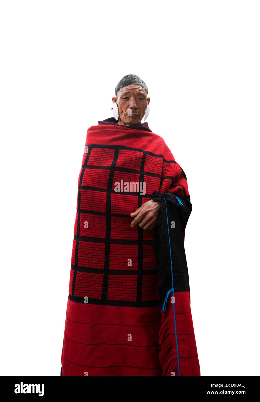 Naga tribesman in traditional outfit, Kisama, Kohima, Nagaland, India